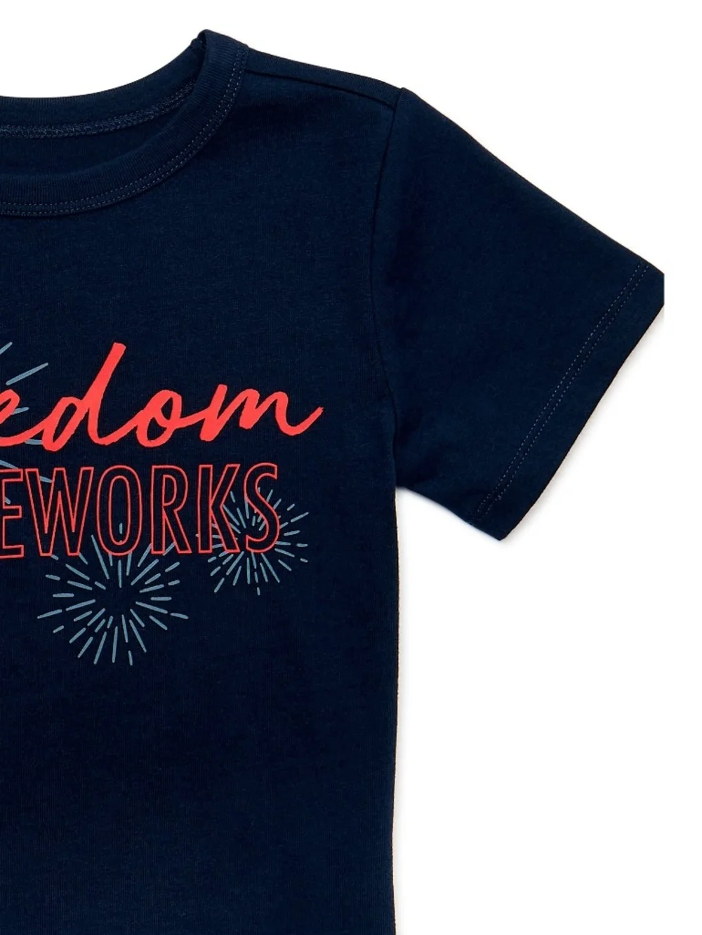 Celebrate It Navy Tee with Red and White 'Freedom and Fireworks' Graphic